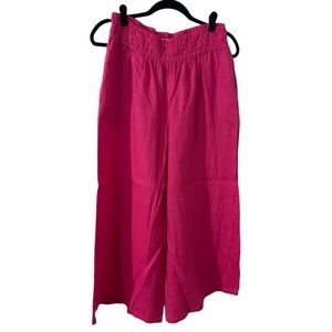 Anthropologie Pink Linen Wide Leg Pants, Sz M